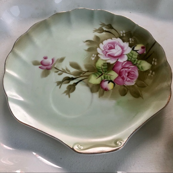 🌷Gorgeous Vintage Lefton Rose Shell Dessert Set - Picture 2 of 6